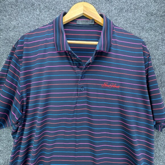G/FORE Golf Polo Shirt Mens Extra Large Blue Performance Striped Sea Island - Picture 2 of 12